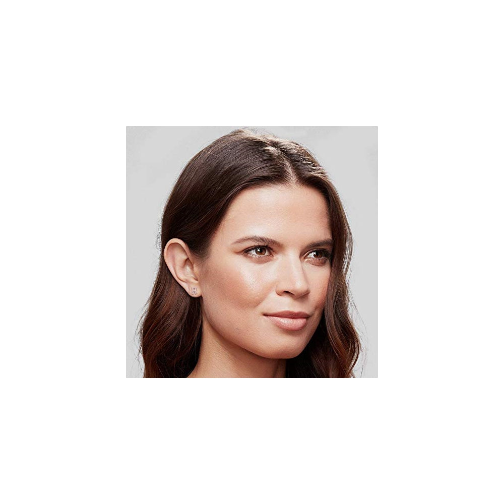 Aretes de tuerca de plata chapados en oro con circonita