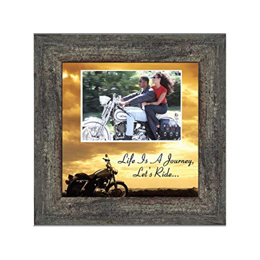 Marco de fotos 10x10 con paisaje de moto