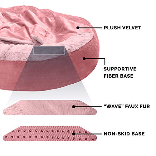 Furhaven Cozy Pet Beds for Small, Medium, and Large Dogs and Cats - Snuggery Hooded Burrowing Cave Tent, Deep Dish Cushion Donut Dog Bed with Attached Blanket, and More