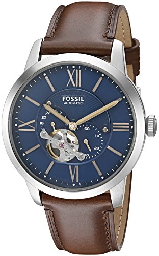 Reloj de cuero marrón automático ME3110 Townsman para hombre de Fossil