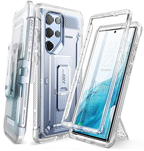 SUPCASE Unicorn Beetle Pro Series - Funda para Samsung Galaxy S22 Ultra 5G (versión 2022), cuerpo completo de doble capa resistente con clip para cinturón y soporte sin protector de pantalla integrado (transparente)