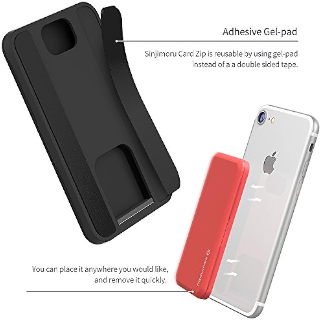 Soporte para tarjetas de teléfono con cremallera, Negro