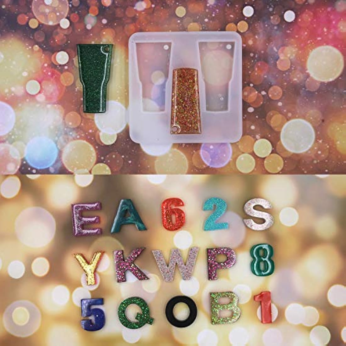 EuTengHao 272 piezas de moldes de silicona de resina con letras y números, moldes de resina para llaveros, moldes de joyería con llavero, anillos de salto para hacer uno mismo, llavero, decoración de número de casa