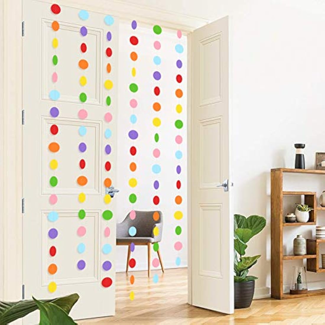 Guirnalda de papel con diseño de círculo, diseño de lunares