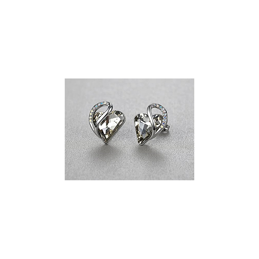 Aretes con forma de corazón infinito y piedra para mujer