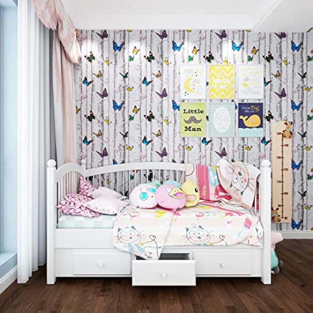 papel pintado de madera autoadhesivo contacto blanco fondo de mariposas