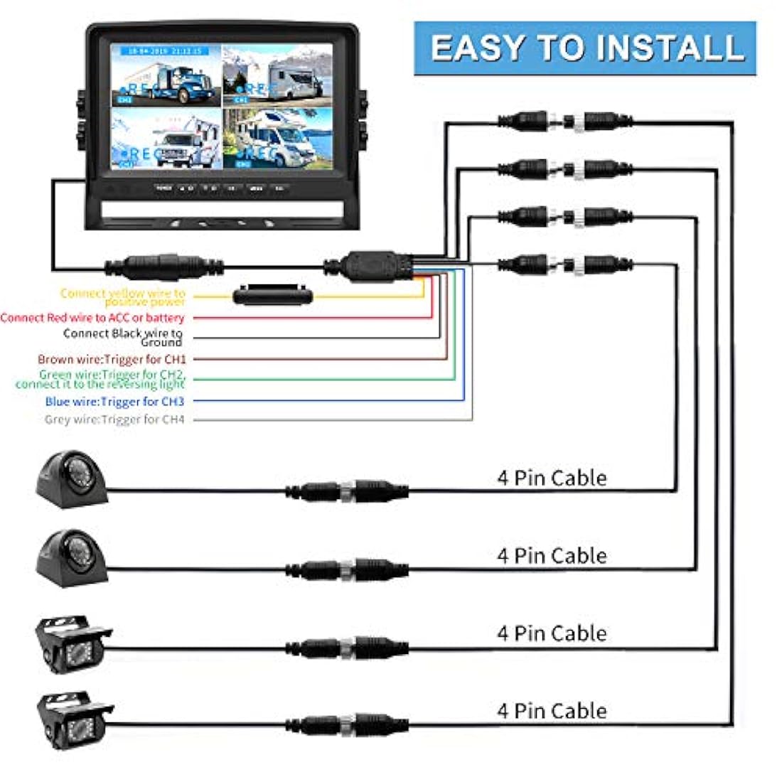 Sistema de cámara de respaldo con monitor grande de 9