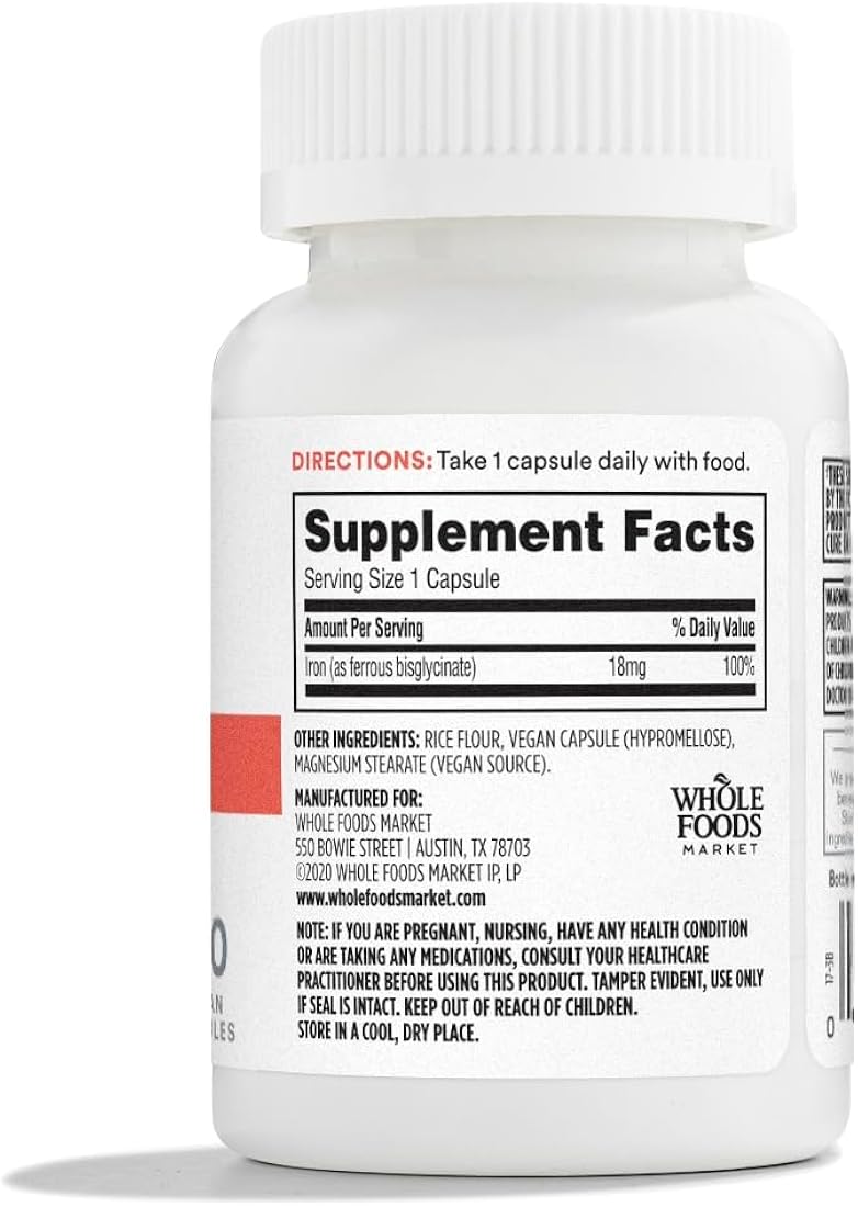 Suplemento Hierro quelado 18 mg 100 cápsulas vegetales