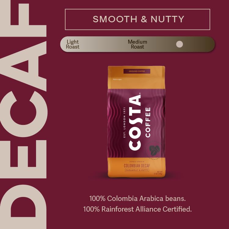 Café Molido Costa Coffee, Descafeinado Colombiano, 12oz