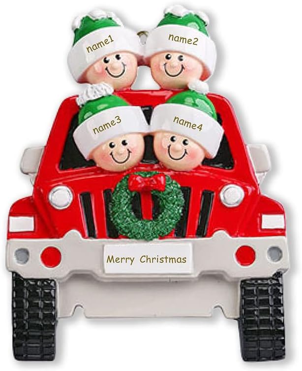 Adornos Navideños Personalizados Jewelstruck para 4 Nombres