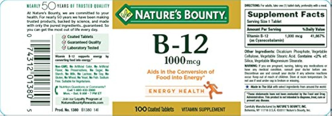 Comprimidos de B12 Natures Bounty