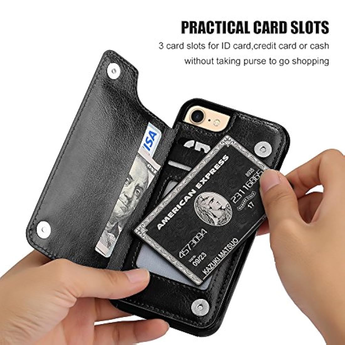 Funda tipo cartera para iPhone 8, resistente a golpes.