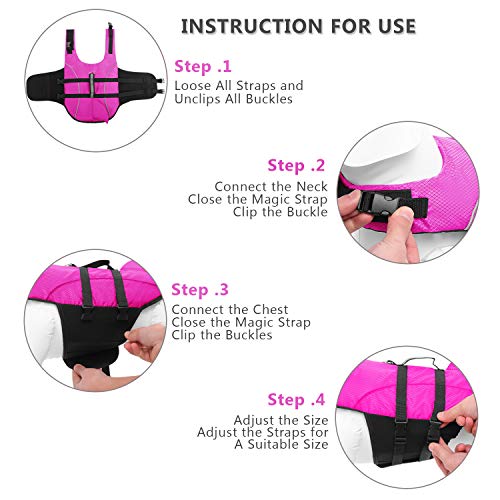 Queenmore chaleco salvavidas para perros Ripstop, chaleco salvavidas de seguridad con alta flotabilidad y asa de elevación para razas pequeñas y medianas