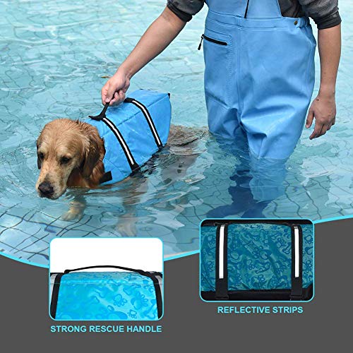 Doglay - Chaleco salvavidas para perros con tiras reflectantes, alta flotabilidad y ajustable, traje de baño para perros pequeños, medianos y grandes