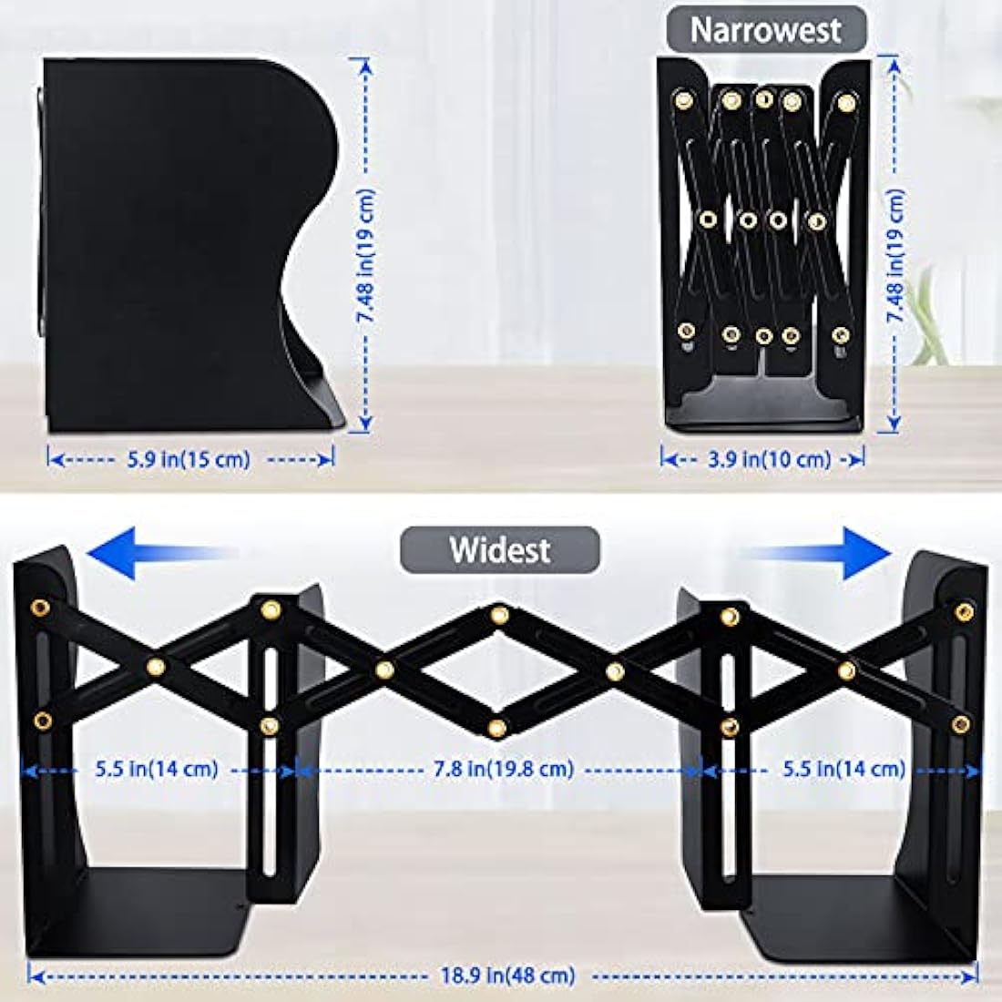 Sujetalibros Extremos de libro ajustables para decoración