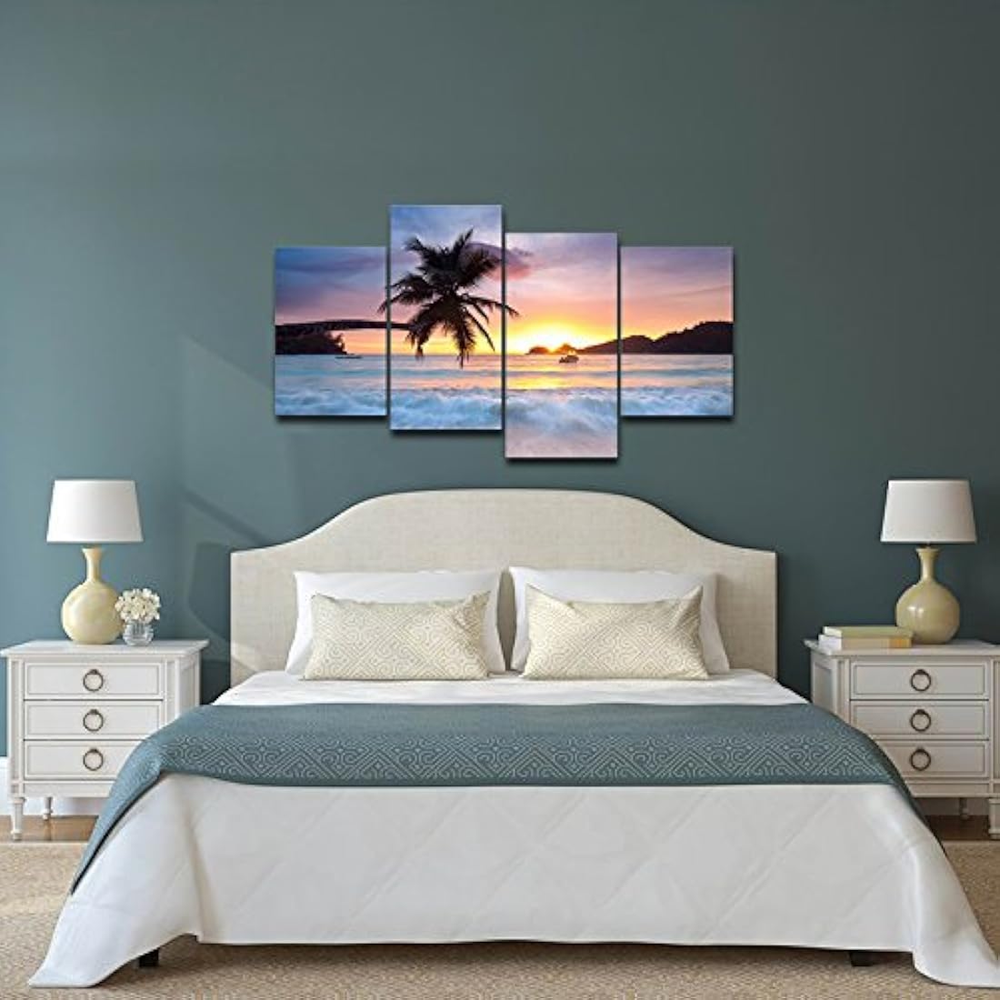 Playa tema 4 paneles Giclee Lienzos Sobre lona de paisaje