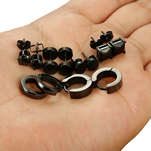 6 pares de aretes de acero inoxidable