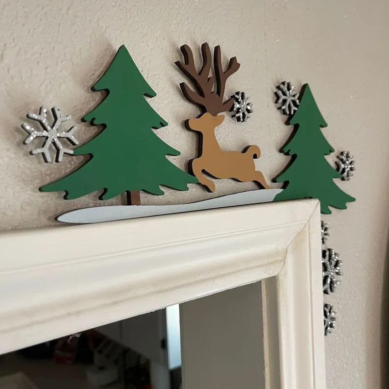 Adorno Navideño Puerta - Reindee - Muñeco de Nieve y Santa Claus