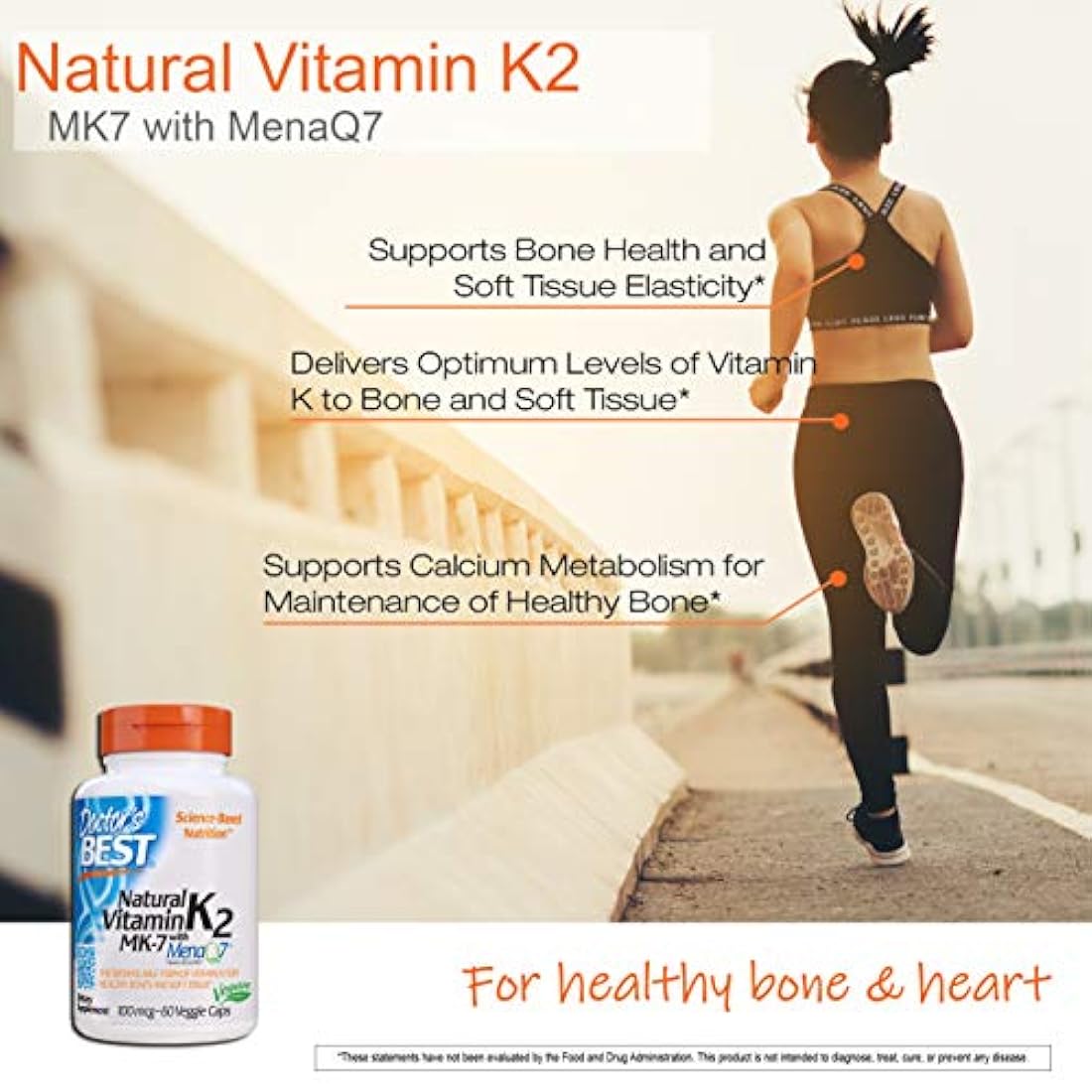 Vitamina Natural K2 Mk-7 con Menaq7, Fortalecer los huesos
