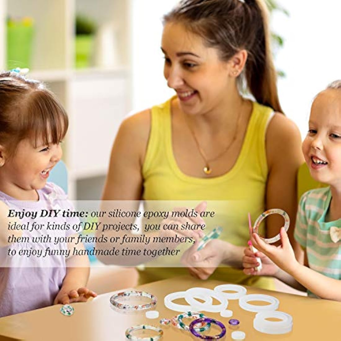 9 piezas de molde de silicona para pulsera y anillo, molde de resina de fundición redondo, molde de silicona para joyas, manualidades y suministros