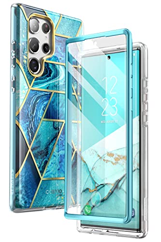 i-Blason Cosmo Series - Funda para Samsung Galaxy S22 Ultra 5G (lanzado en 2022), diseño delgado y elegante, con protector de pantalla integrado, (océano)