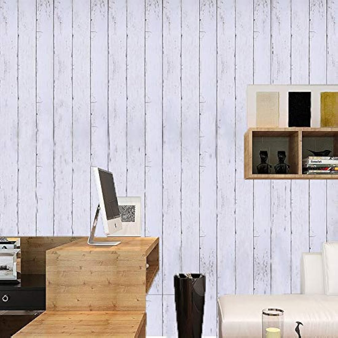 Abyssaly Papel de madera autoadhesivo extraíble para pared