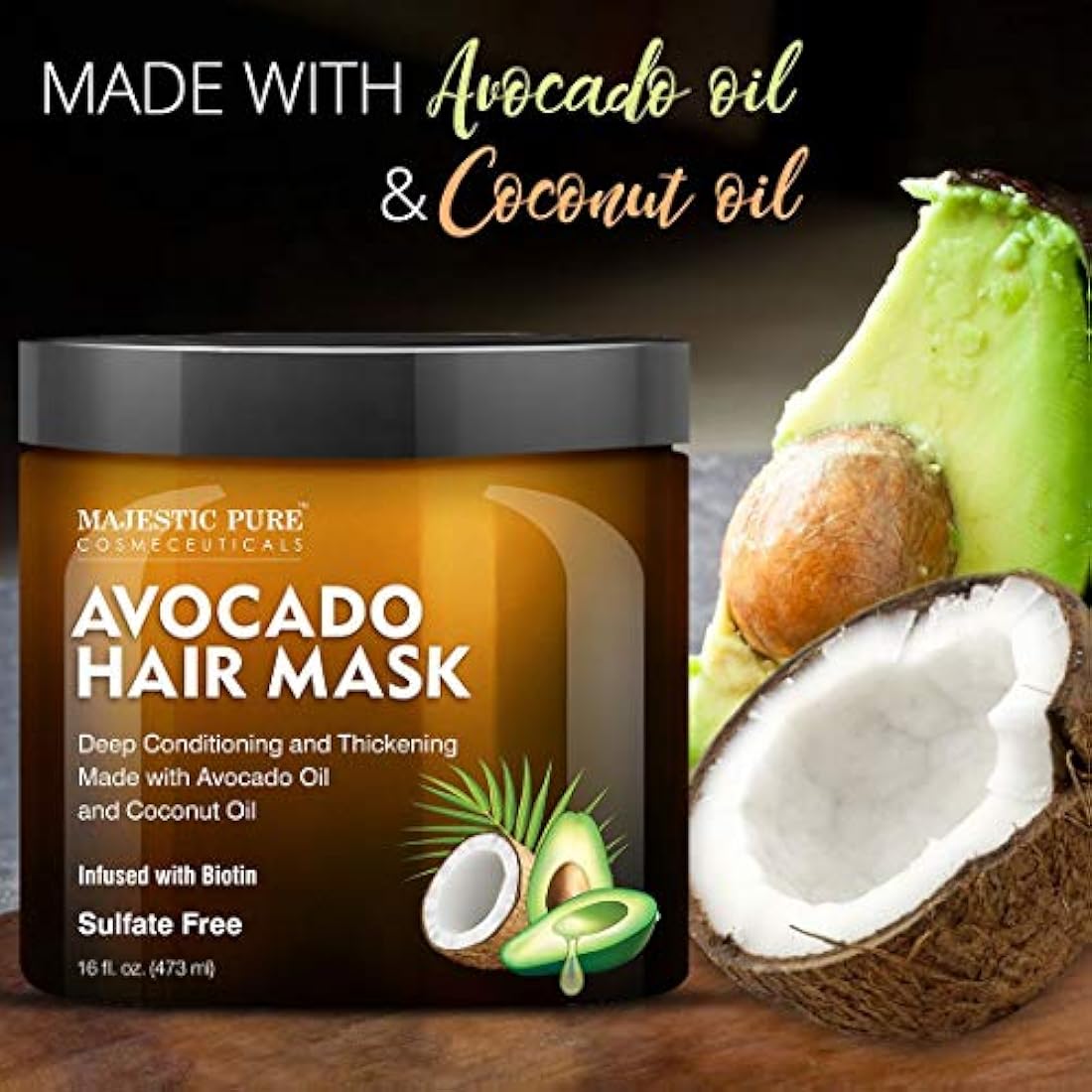 MAJESTIC PURE Mascarilla para el cabello de aguacate y coco
