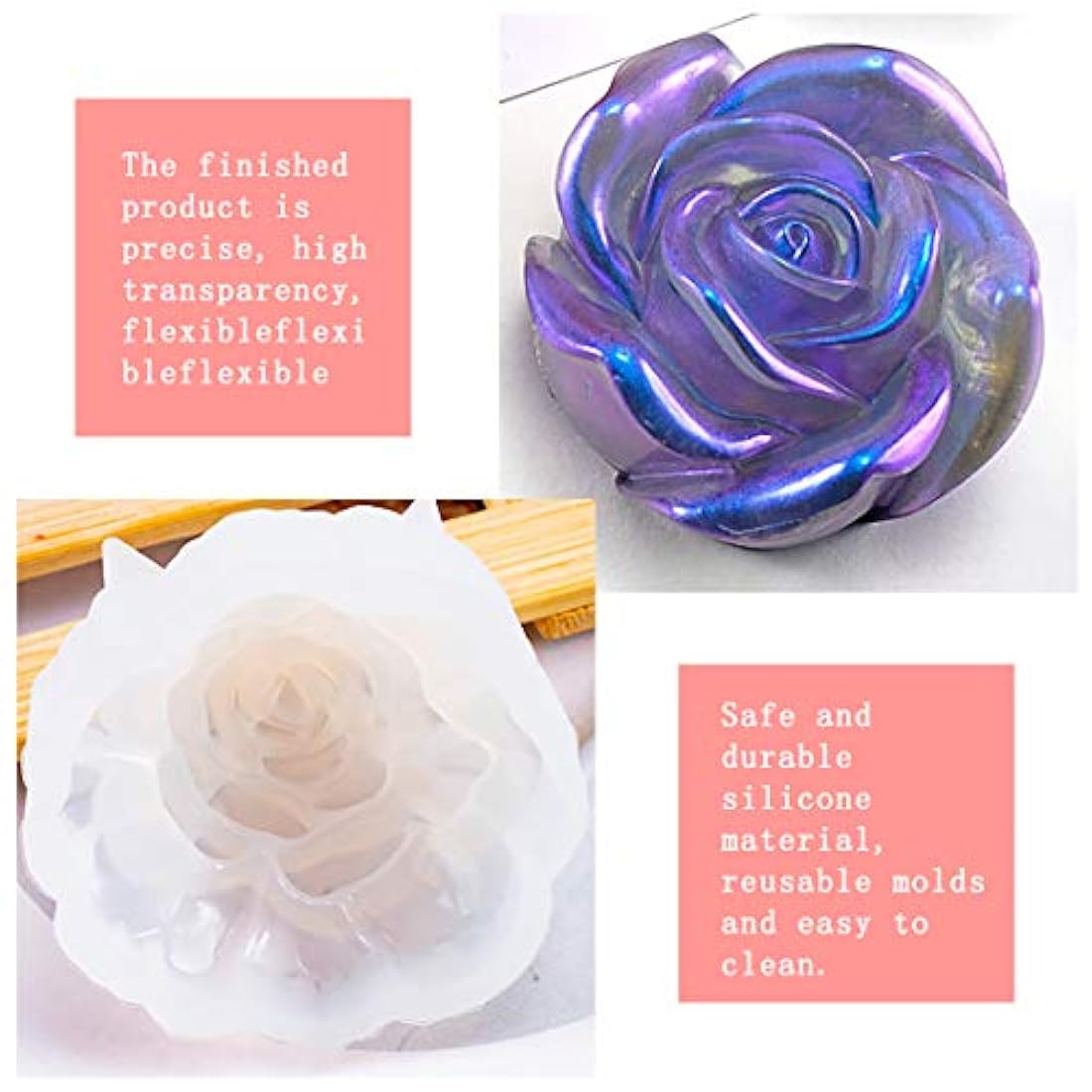 FineInno 4 moldes de silicona de resina para collar, collar, pendientes, manualidades
