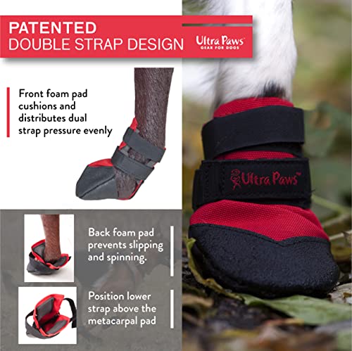 Ultra Paws Botas duraderas para perros, color negro, ligeras, resistentes al agua, para perros pequeños, perros medianos, perros grandes y perros XL (protector antideslizante para patas ajustables reflectantes de velcro para botas)