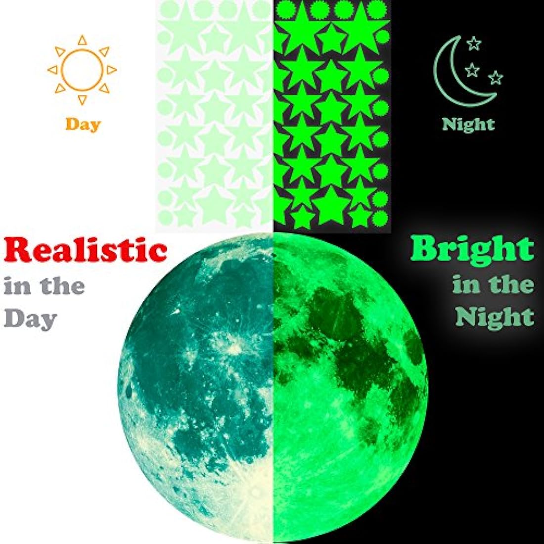 Calcomanías luminosas para efecto de luna simulada
