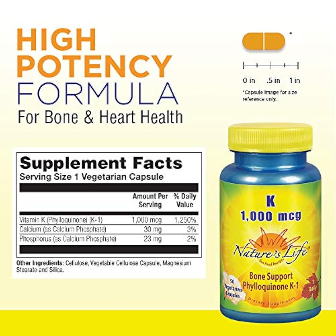 La vida de la naturaleza K, Bone Support, phylloquinone, 1000 mcg, 50 Cápsulas vegetarianas