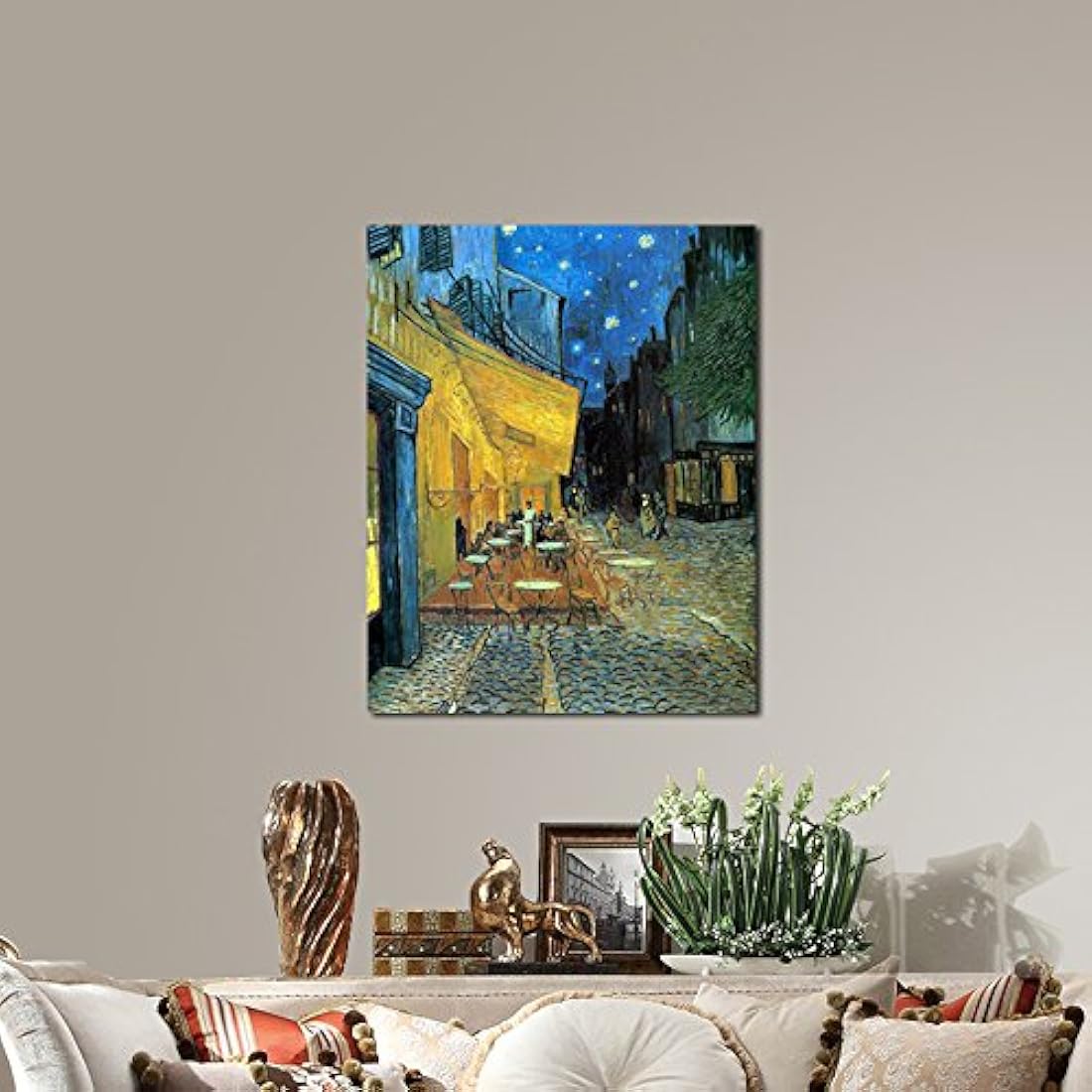 reproducción al óleo del cuadro Terraza de café