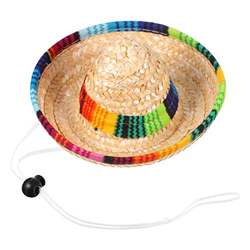Sombrero para perro, poncho de serape para mascotas, disfraz divertido para perro, multicolor, ajustable, poncho mexicano, sombrero de paja, ropa de Chihuahua, para decoraciones de fiesta mexicana (pequeño)
