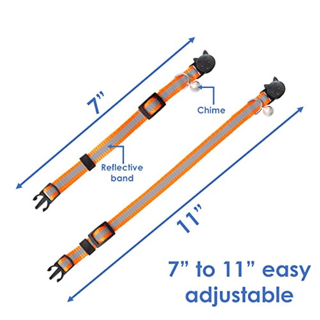 Collar para gato con campana y cinta reflectora, de 3 o 6