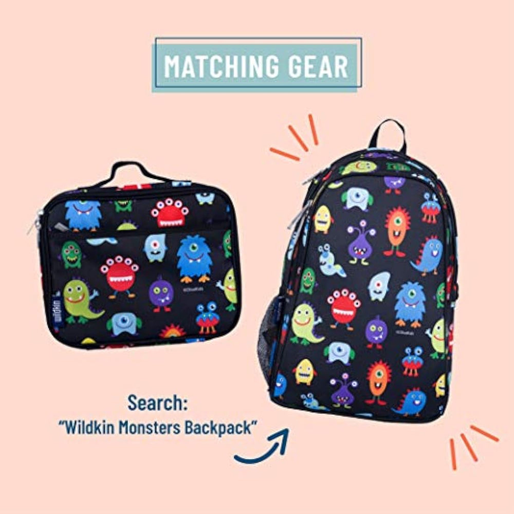 Lonchera en poliéster para niños diseño de monstruos