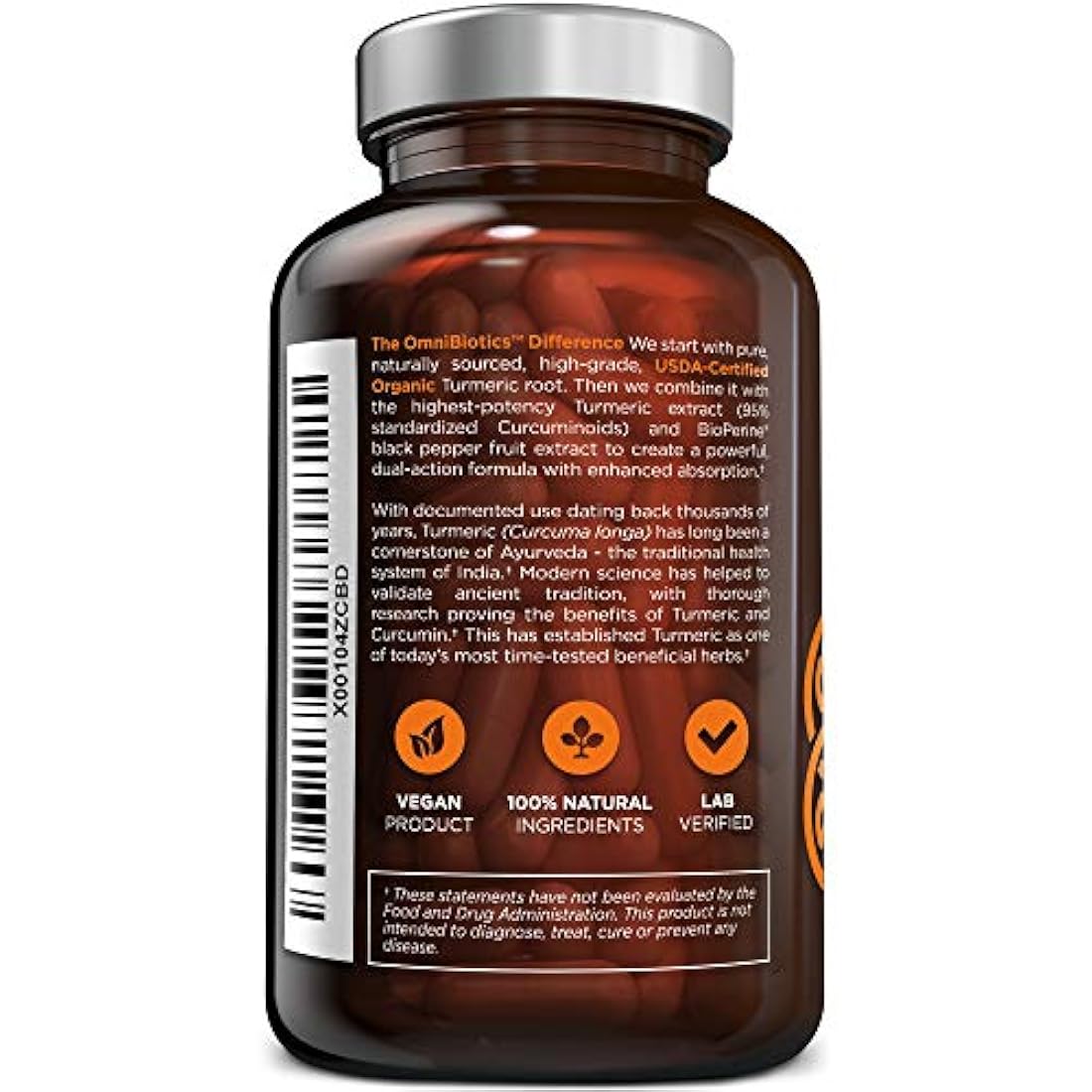 Suplemento de cúrcuma y curcumina orgánica de 0.05 oz