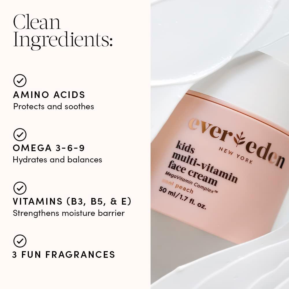 Crema facial natural y a base de plantas para niños | Loción hidratante limpio y no tóxico | Cuidado de la piel multivitamínico