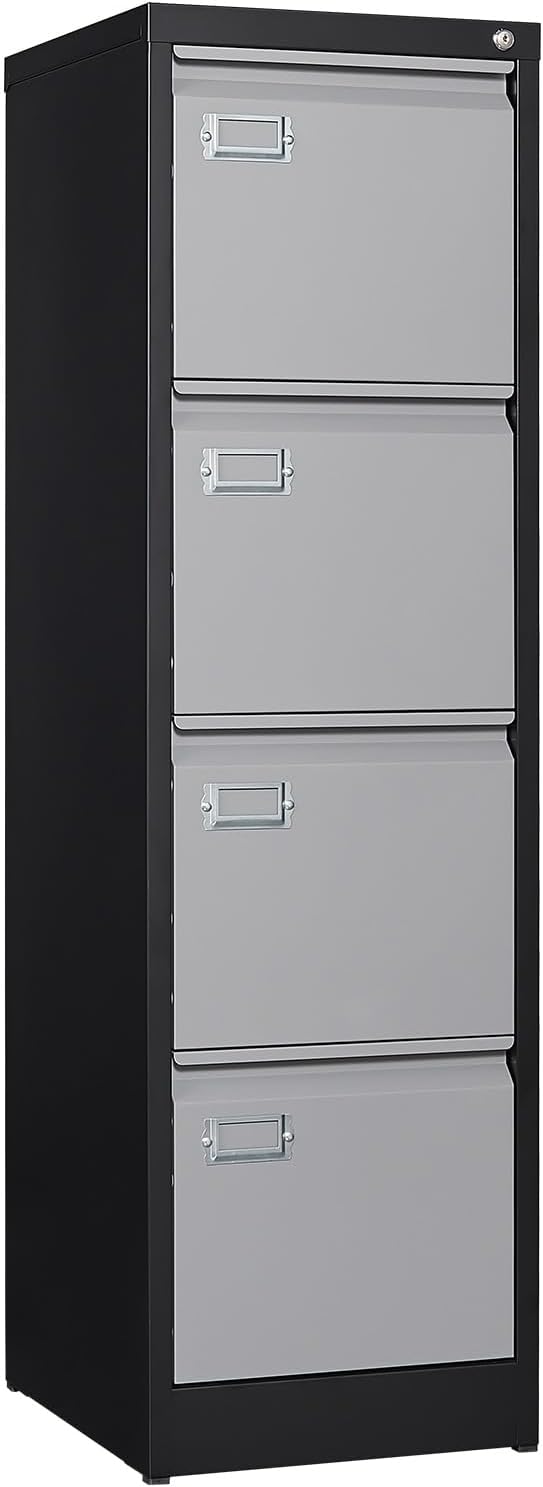 Archivador Vertical de 4 Cajones, Metal, Antivuelco, Modelo A4