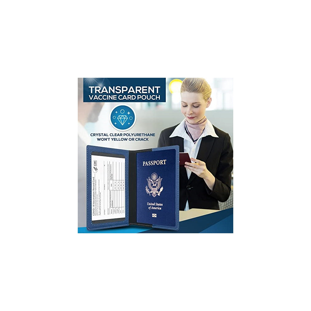 Porta Documentos y Tarjetas de piel sintética azul oscuro