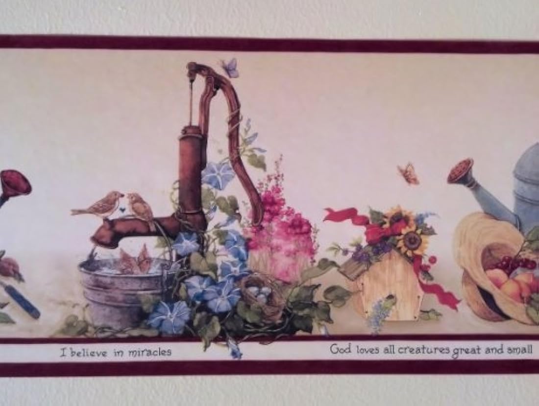 Cenefa pre-pegada decorativa para pared diseño jardín(7)