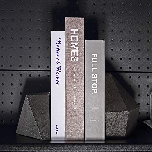 Ambipolar - Sujetalibros decorativos, hierro fundido resistente, decoración de estante artístico, tema abstracto geométrico (negro)