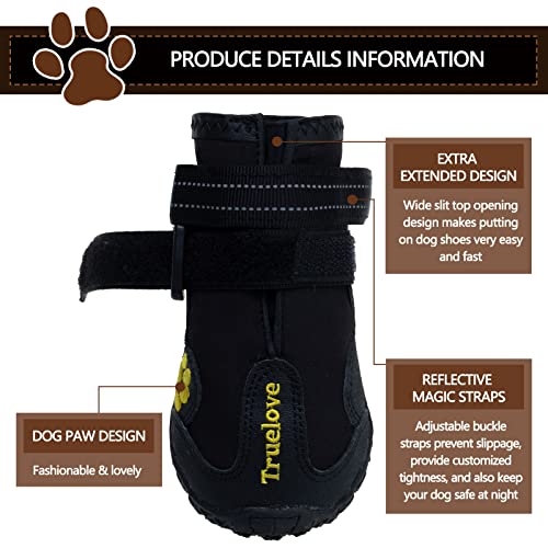 EXPAWLORER botas a prueba de agua, para perro, antiderrapantes, refractantes, botines de mascotas para perros medianos, perros grandes, negro, 4 piezas
