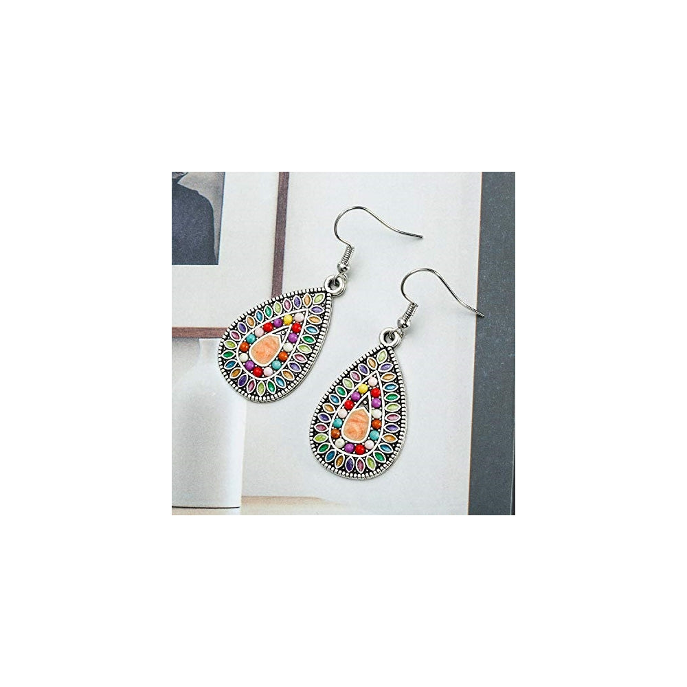 Aretes colgantes bohemios con diamantes de imitación retro