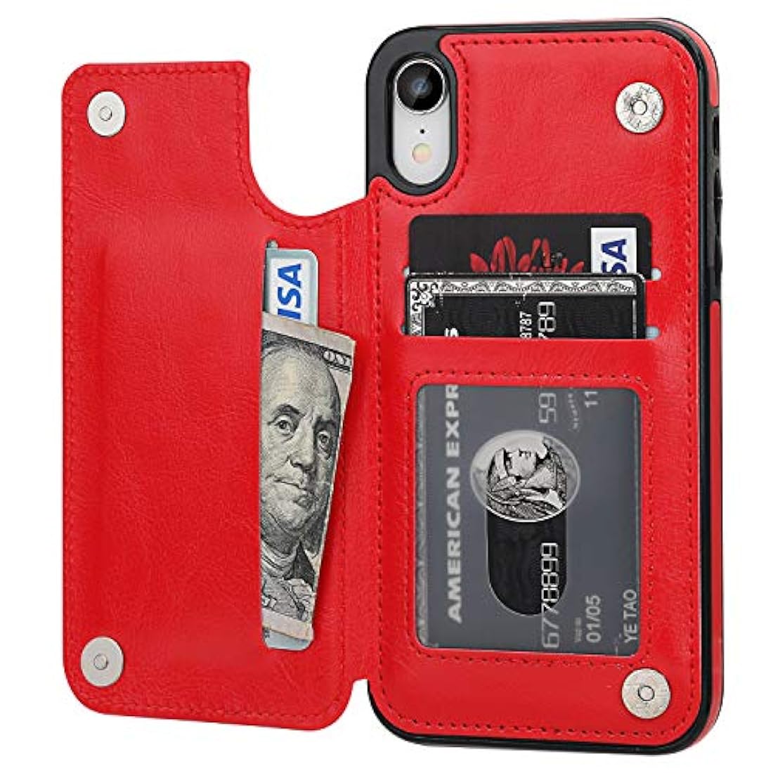 Funda tipo cartera para iPhone XR Rojo