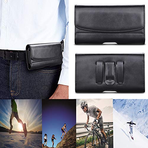 Takfox Funda de piel para Samsung Galaxy Note 20 Ultra S22 Ultra S21+ S20 S10 A12 A13 A02S A03S A32 A42 A52, iPhone 13 Pro Max 12 11 SE XR 8 7+ con clip de cinturón de piel, funda para tarjetas, color negro