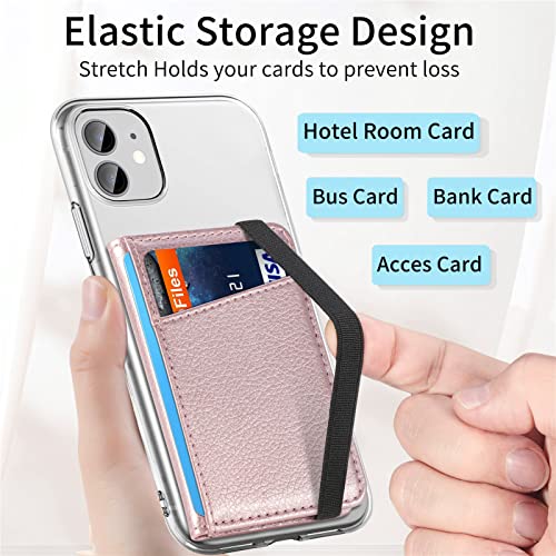 TopFunny Funda tipo cartera para teléfono móvil, soporte para tarjetas de crédito para la parte posterior de las fundas de teléfono, funda tipo cartera de cuero compatible con iPhone, Samsung Galaxy Android, la mayoría de los smartphones, oro rosa