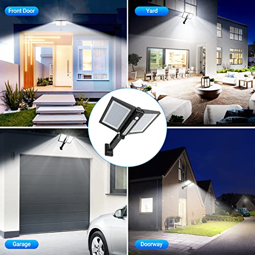 Ropelux Luces solares para exteriores, sensor de movimiento para exteriores, panel solar de doble tamaño, 15 x 7.5 pulgadas, IP65 impermeable y 3 modos (seguridad/siempre encendido/atenuación automática), 180 LED de alto brillo más amplio área iluminada.