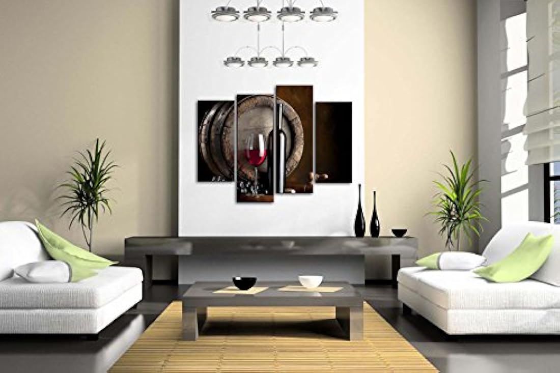 Pintura para pared con diseño de vino y fruta con cristal