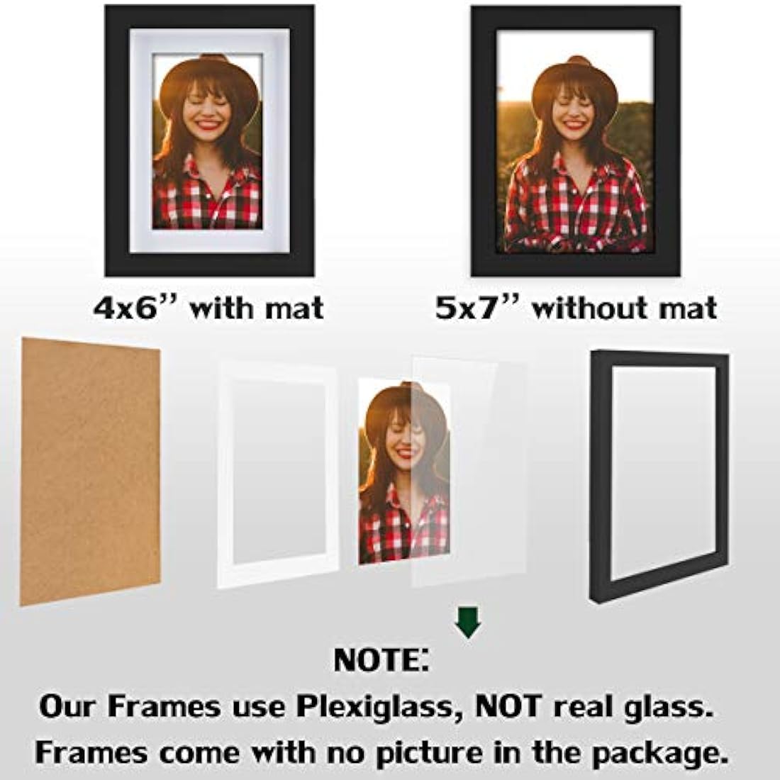 marcos de madera de 5 x 7, en Madera, color Negro