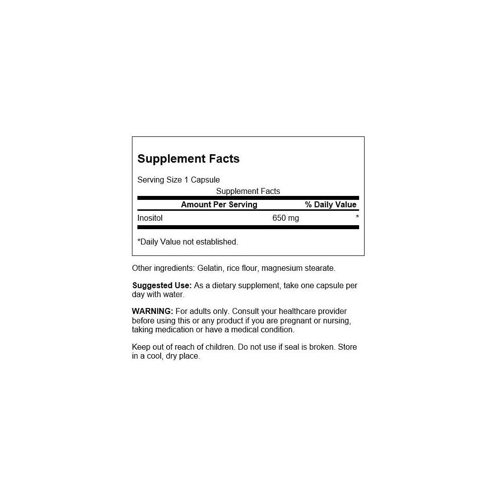 Suplementos Swanson Inositol 650 miligramos 100 Cápsulas